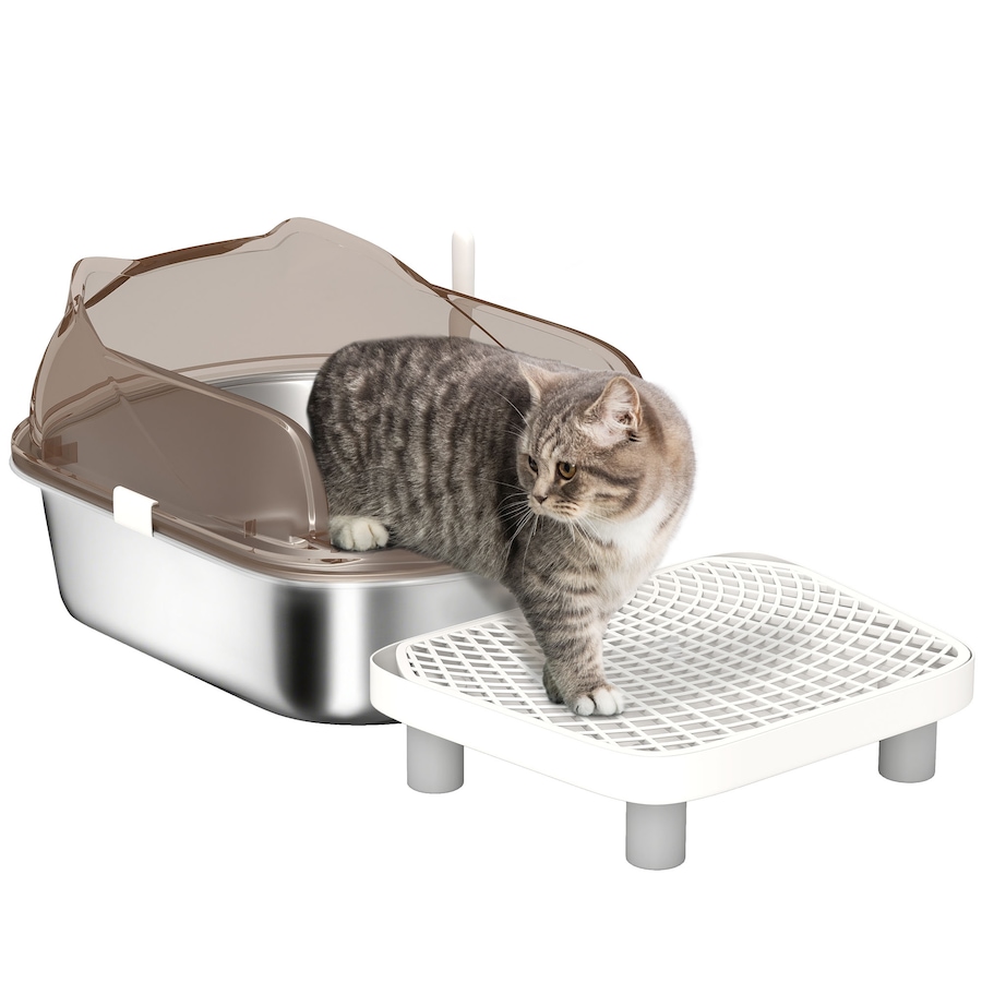 Image 938715.jpg, Product 938-715 / Price $59.99, PawHut Stainless Steel Cat Litter Box, Litter Pan Tray with Lid Scoop, Step from PawHut on TSC.ca's Home & Garden department