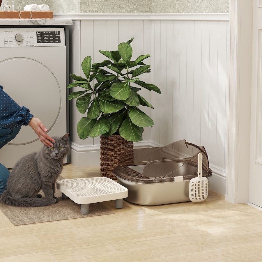 Image 938715_ALTMORE1.jpg, Product 938-715 / Price $59.99, PawHut Stainless Steel Cat Litter Box, Litter Pan Tray with Lid Scoop, Step from PawHut on TSC.ca's Home & Garden department
