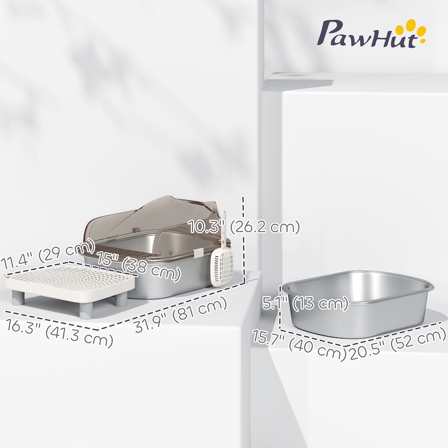 Image 938715_ALTMORE2.jpg, Product 938-715 / Price $59.99, PawHut Stainless Steel Cat Litter Box, Litter Pan Tray with Lid Scoop, Step from PawHut on TSC.ca's Home & Garden department