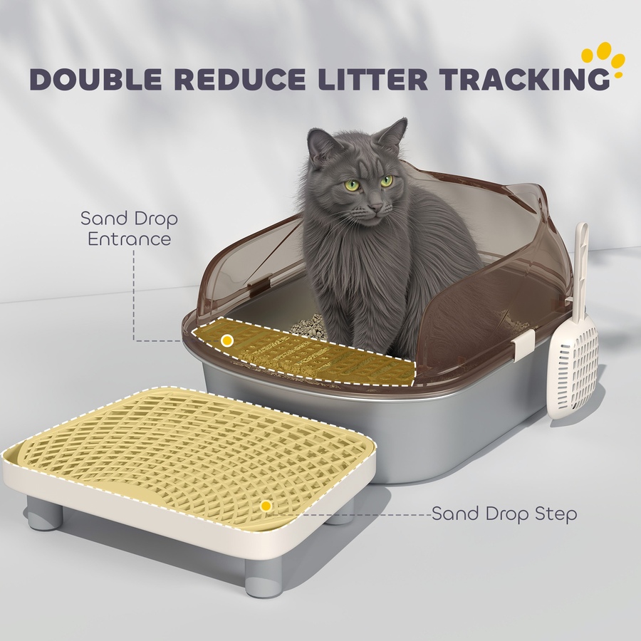 Image 938715_ALTMORE5.jpg, Product 938-715 / Price $59.99, PawHut Stainless Steel Cat Litter Box, Litter Pan Tray with Lid Scoop, Step from PawHut on TSC.ca's Home & Garden department