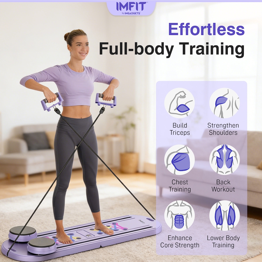 Image 938751_ALTMORE18.jpg, Product 938-751 / Price $89.99, IMFit Pilates Reformer Board for Home | Pilates Board with Resistance Ropes for Women & Men (Lite) from IMGadgets on TSC.ca's Health & Fitness department