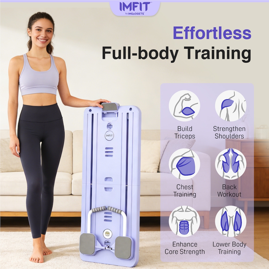 Image 938751_ALTMORE4.jpg, Product 938-751 / Price $89.99, IMFit Pilates Reformer Board for Home | Pilates Board with Resistance Ropes for Women & Men (Lite) from IMGadgets on TSC.ca's Health & Fitness department