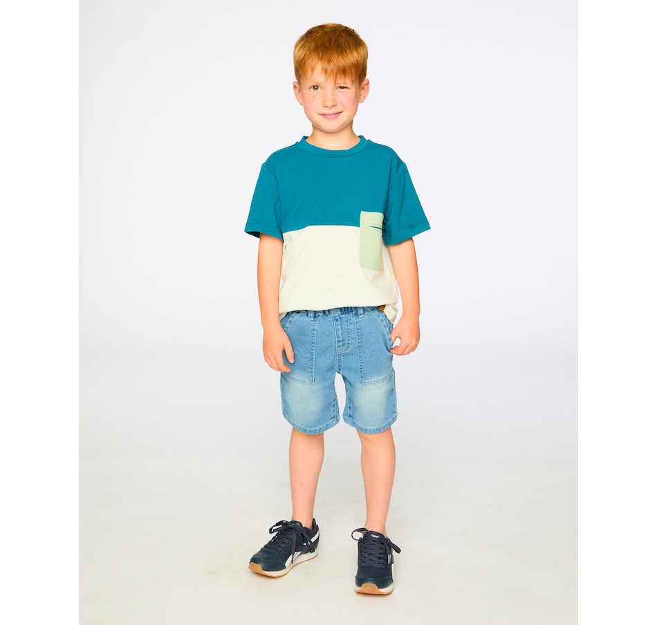 Image 938864_ALTMORE2.jpg, Product 938-864 / Price $48.00, French Terry Elastic Waist Drawstring Denim Shorts from Deux par Deux on TSC.ca's Fashion department