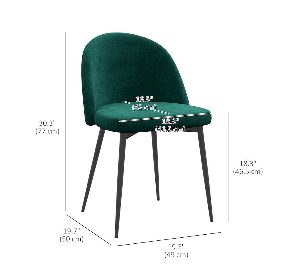 Image 939496_ALTMORE27.jpg, Product 939-496 / Price $149.99 - $159.99, HOMCOM Dining Chairs Set of 2, Mid-Back Velvet-touch Upholstery Side Chair from HOMCOM on TSC.ca's Home & Garden department