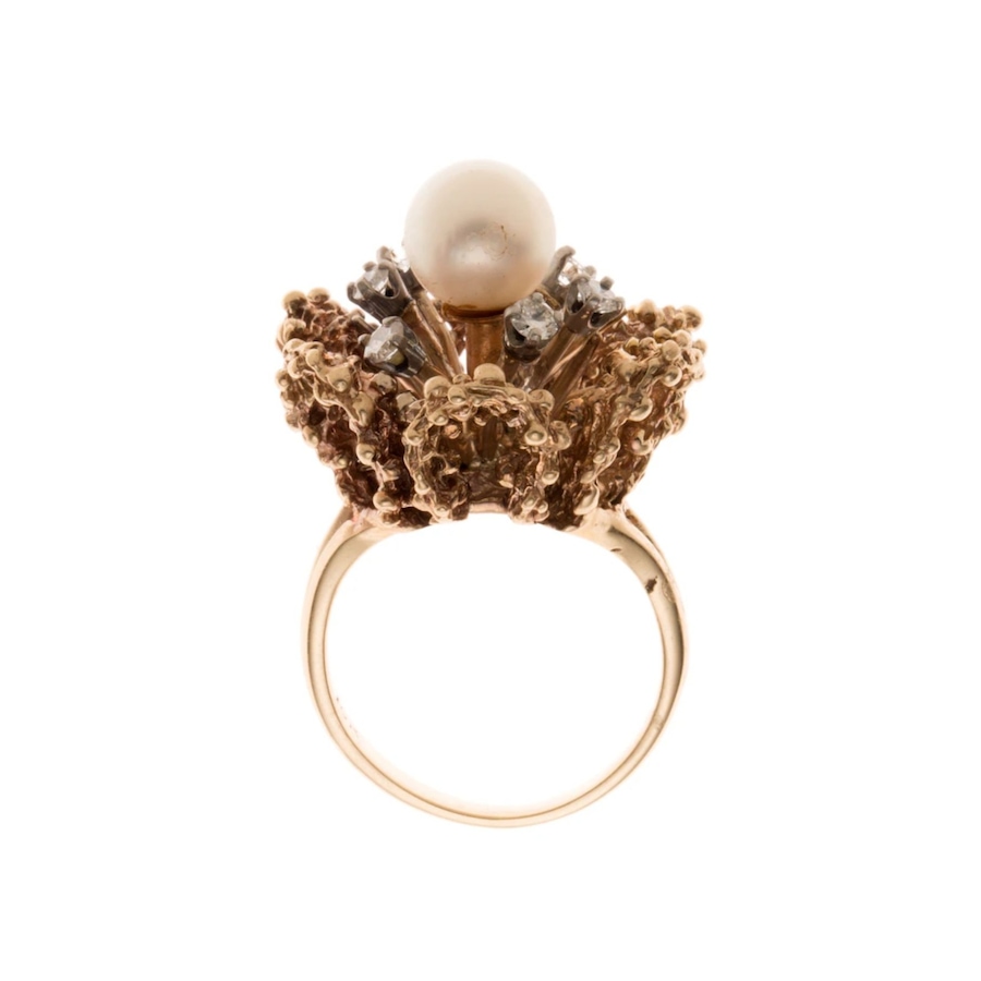 Image 942025_ALTMORE2.jpg, Product 942-025 / Price $2,495.00, 10K Yellow & White Gold Floral Design Cultured Pearl And Diamond Ring from Estate Jewel Finds on TSC.ca's Jewellery department
