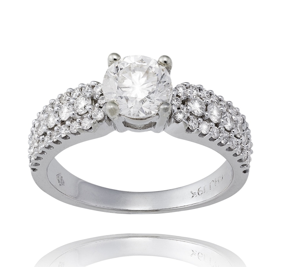 Image 942031.jpg, Product 942-031 / Price $6,888.00, 19K White Gold 1.01ct Round Brilliant Diamond Engagement Ring with 0.60ctw Diamond-Set Band - 1.61ctw from Estate Jewel Finds on TSC.ca's Jewellery department