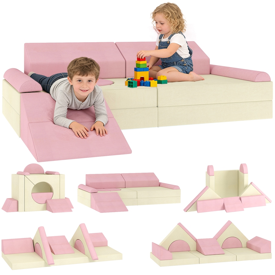 Image 942122.jpg, Product 942-122 / Price $154.99, Qaba 12 PCS Modular Kids Play Couch, Child Sectional Sofa, Pink from Qaba on TSC.ca's Home & Garden department