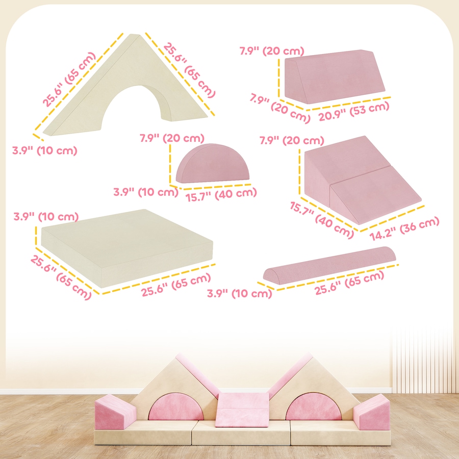 Image 942122_ALTMORE2.jpg, Product 942-122 / Price $154.99, Qaba 12 PCS Modular Kids Play Couch, Child Sectional Sofa, Pink from Qaba on TSC.ca's Home & Garden department