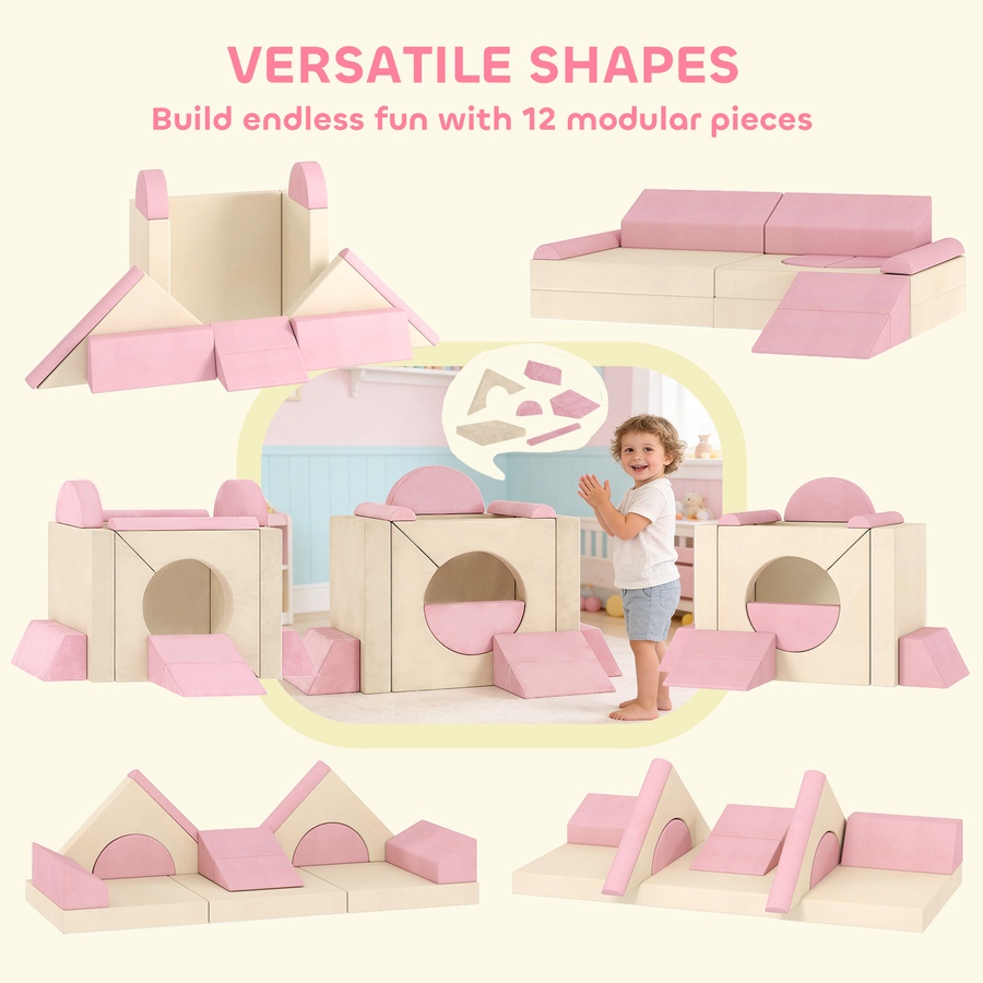 Image 942122_ALTMORE3.jpg, Product 942-122 / Price $154.99, Qaba 12 PCS Modular Kids Play Couch, Child Sectional Sofa, Pink from Qaba on TSC.ca's Home & Garden department