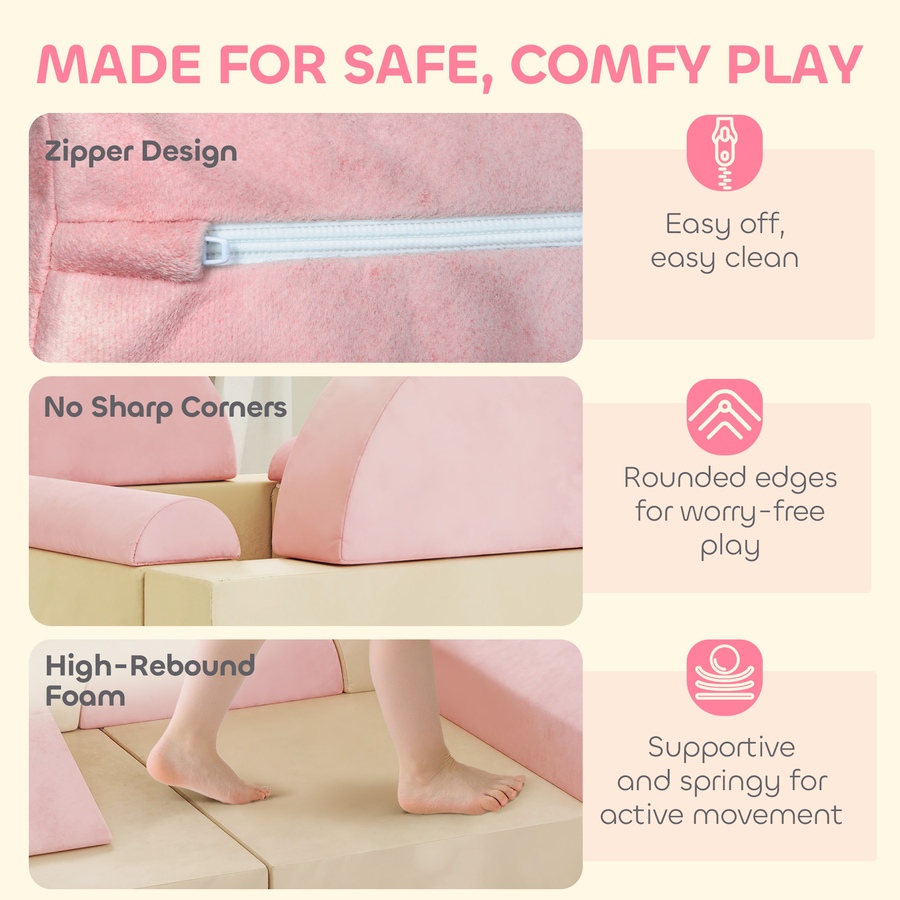 Image 942122_ALTMORE4.jpg, Product 942-122 / Price $154.99, Qaba 12 PCS Modular Kids Play Couch, Child Sectional Sofa, Pink from Qaba on TSC.ca's Home & Garden department