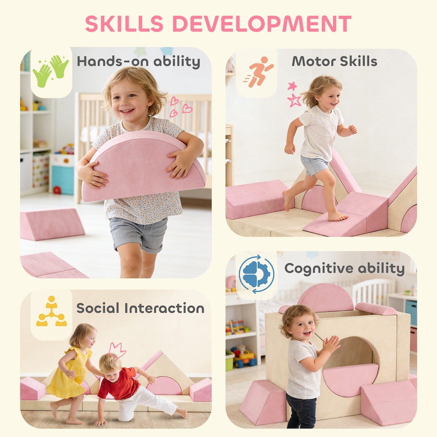 Image 942122_ALTMORE6.jpg, Product 942-122 / Price $154.99, Qaba 12 PCS Modular Kids Play Couch, Child Sectional Sofa, Pink from Qaba on TSC.ca's Home & Garden department