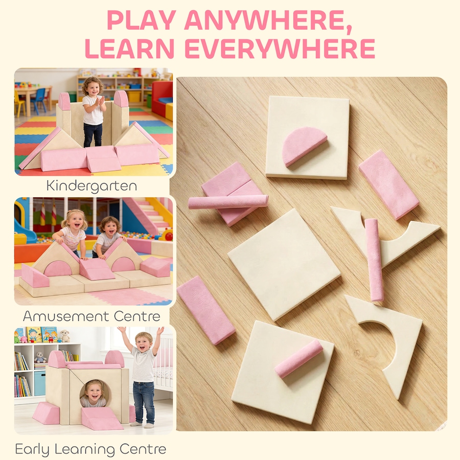 Image 942122_ALTMORE7.jpg, Product 942-122 / Price $154.99, Qaba 12 PCS Modular Kids Play Couch, Child Sectional Sofa, Pink from Qaba on TSC.ca's Home & Garden department