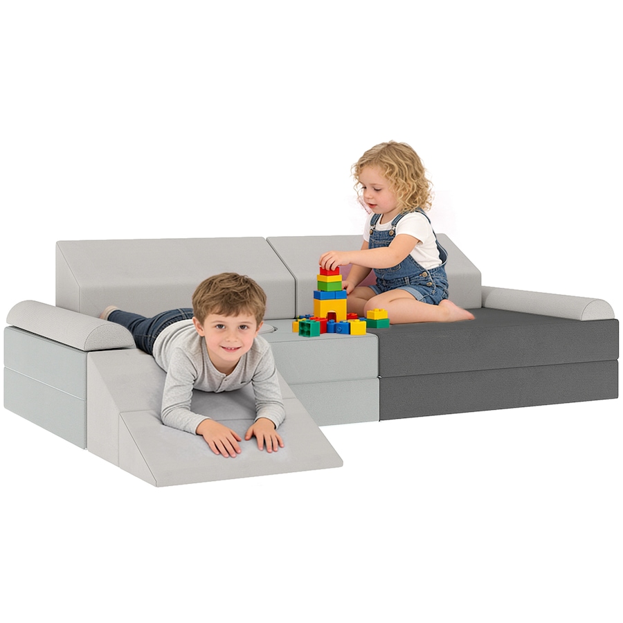 Image 942123.jpg, Product 942-123 / Price $139.99, Qaba 12 PCS Modular Kids Play Couch, Child Sectional Sofa, Grey from Qaba on TSC.ca's Home & Garden department