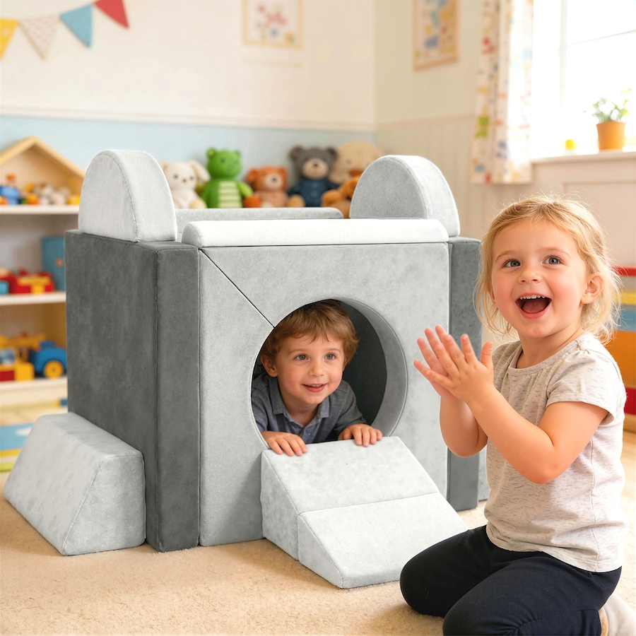 Image 942123_ALTMORE1.jpg, Product 942-123 / Price $139.99, Qaba 12 PCS Modular Kids Play Couch, Child Sectional Sofa, Grey from Qaba on TSC.ca's Home & Garden department