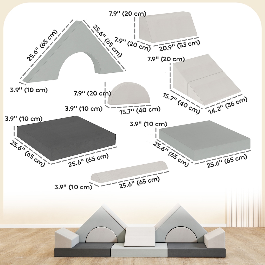 Image 942123_ALTMORE2.jpg, Product 942-123 / Price $139.99, Qaba 12 PCS Modular Kids Play Couch, Child Sectional Sofa, Grey from Qaba on TSC.ca's Home & Garden department