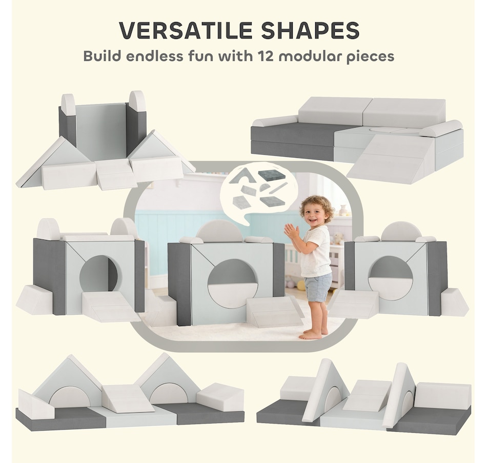 Image 942123_ALTMORE3.jpg, Product 942-123 / Price $145.99, Qaba 12 PCS Modular Kids Play Couch, Child Sectional Sofa, Grey from Qaba on TSC.ca's Home & Garden department