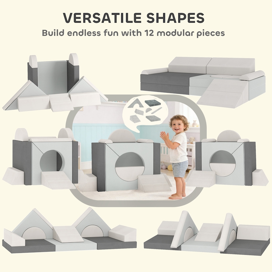 Image 942123_ALTMORE3.jpg, Product 942-123 / Price $139.99, Qaba 12 PCS Modular Kids Play Couch, Child Sectional Sofa, Grey from Qaba on TSC.ca's Home & Garden department