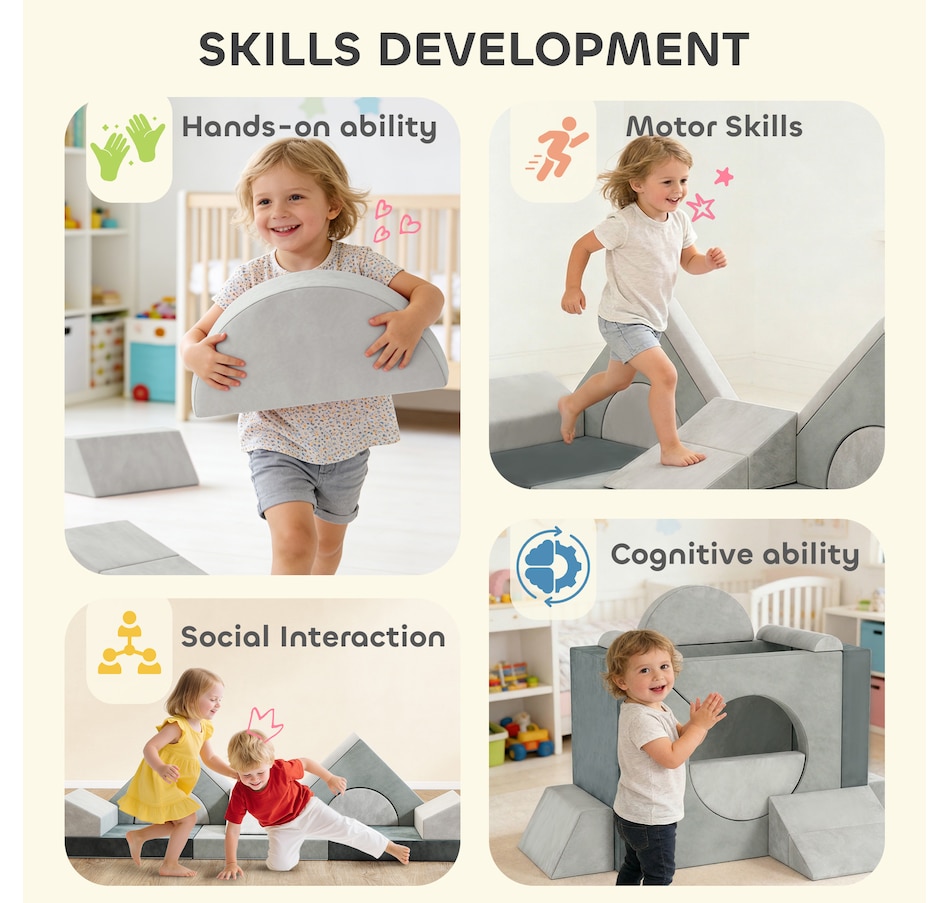 Image 942123_ALTMORE6.jpg, Product 942-123 / Price $145.99, Qaba 12 PCS Modular Kids Play Couch, Child Sectional Sofa, Grey from Qaba on TSC.ca's Home & Garden department