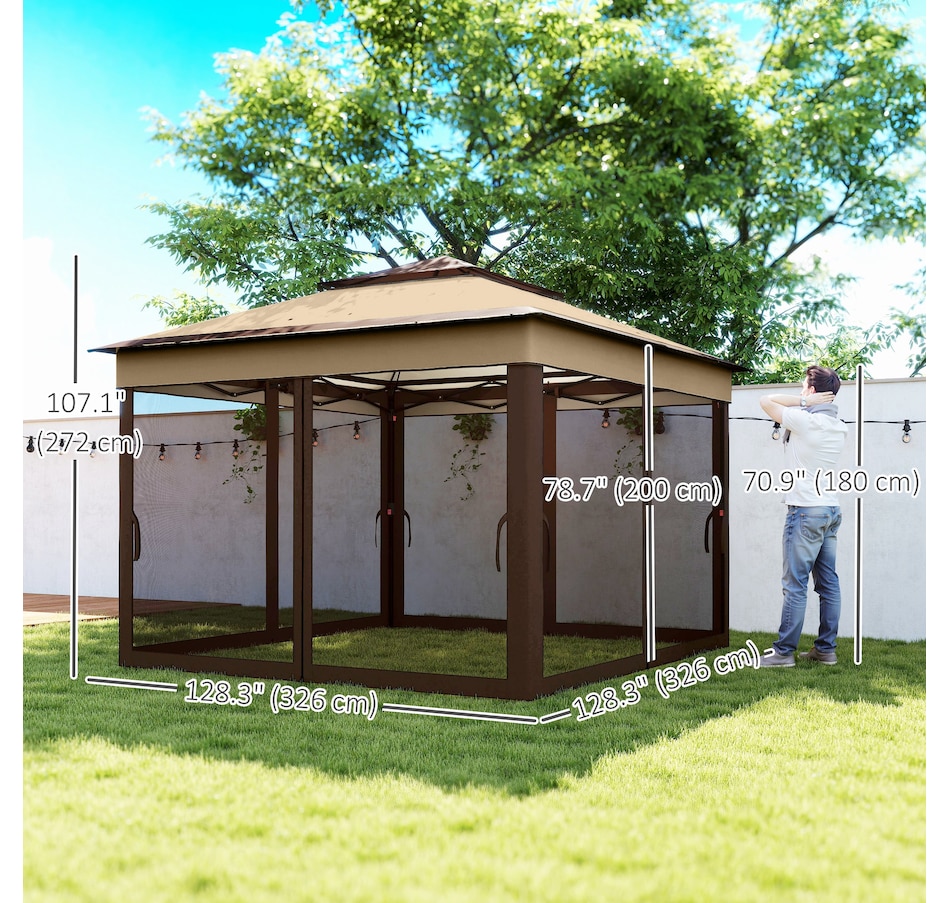 Image 942134_ALTMORE2.jpg, Product 942-134 / Price $189.99, Outsunny 10.7 x10.7 ft Pop Up Sun Shelter with UV30+ Roof Cover, Beige from Outsunny on TSC.ca's Home & Garden department