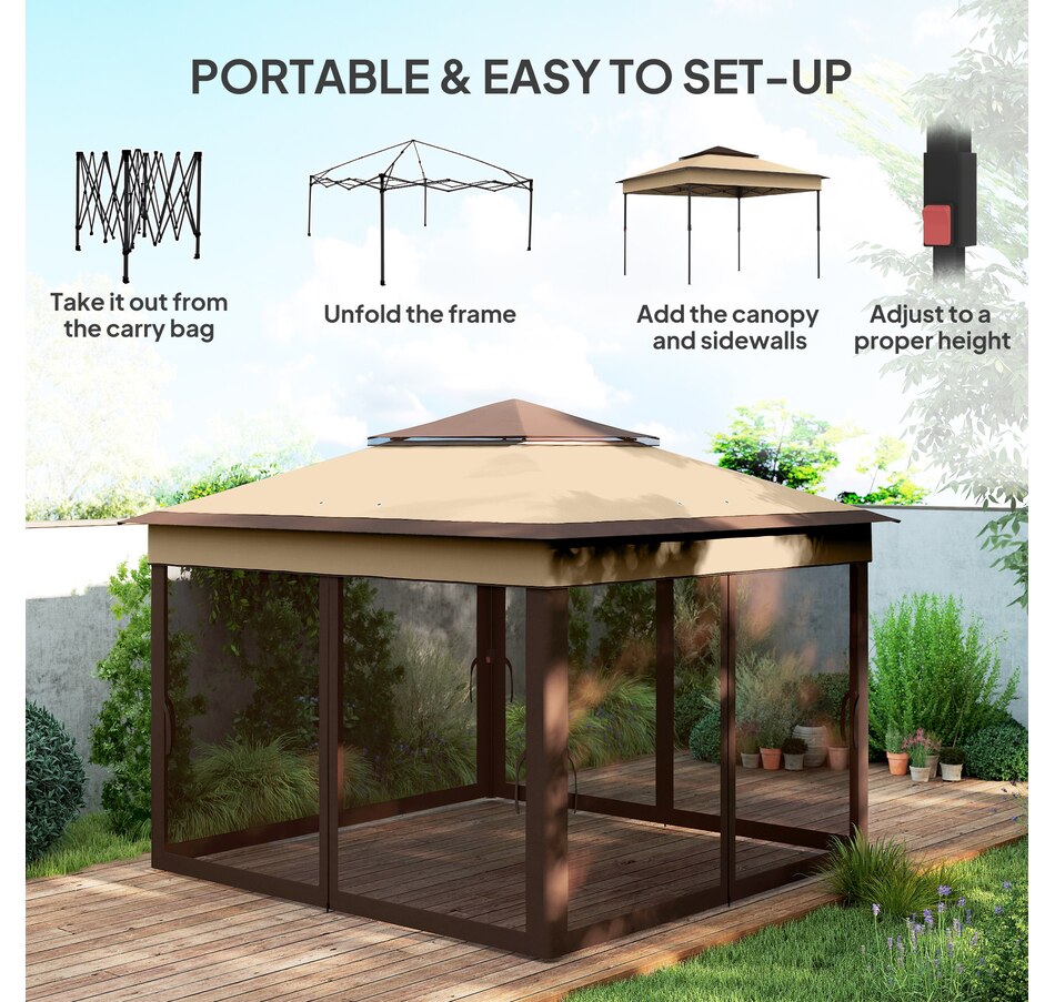 Image 942134_ALTMORE3.jpg, Product 942-134 / Price $189.99, Outsunny 10.7 x10.7 ft Pop Up Sun Shelter with UV30+ Roof Cover, Beige from Outsunny on TSC.ca's Home & Garden department