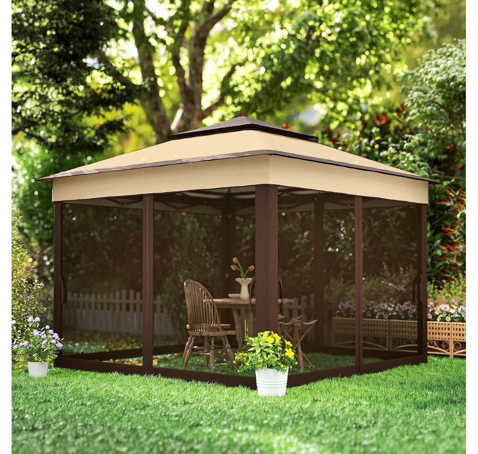 Image 942134_ALTMORE8.jpg, Product 942-134 / Price $189.99, Outsunny 10.7 x10.7 ft Pop Up Sun Shelter with UV30+ Roof Cover, Beige from Outsunny on TSC.ca's Home & Garden department