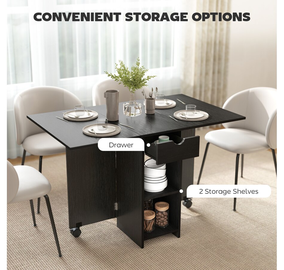 Image 942144_ALTMORE12.jpg, Product 942-144 / Price $139.99, HOMCOM Foldable Dining Table, Drop Leaf Table with Storage for Kitchen from HOMCOM on TSC.ca's Home & Garden department