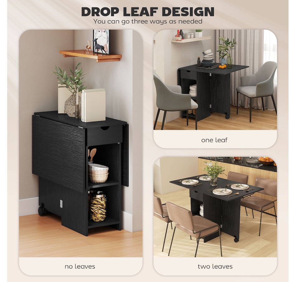 Image 942144_ALTMORE13.jpg, Product 942-144 / Price $139.99, HOMCOM Foldable Dining Table, Drop Leaf Table with Storage for Kitchen from HOMCOM on TSC.ca's Home & Garden department