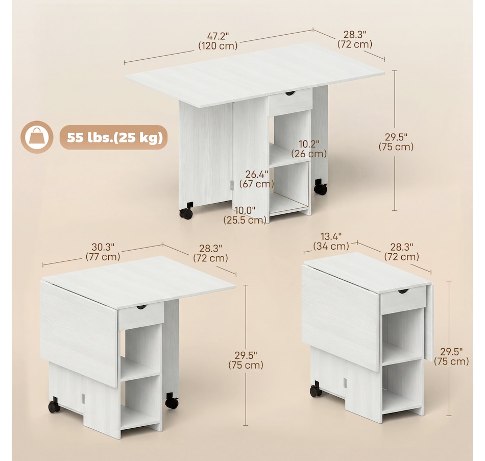 Image 942144_ALTMORE2.jpg, Product 942-144 / Price $139.99, HOMCOM Foldable Dining Table, Drop Leaf Table with Storage for Kitchen from HOMCOM on TSC.ca's Home & Garden department