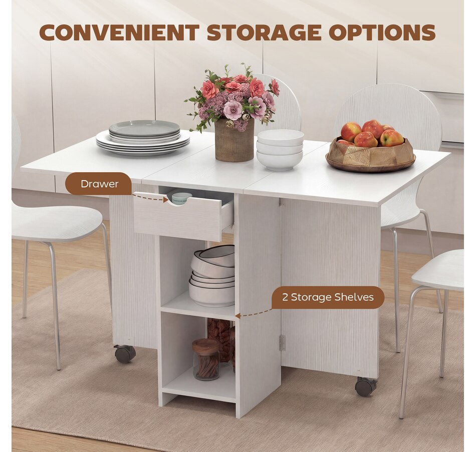 Image 942144_ALTMORE3.jpg, Product 942-144 / Price $139.99, HOMCOM Foldable Dining Table, Drop Leaf Table with Storage for Kitchen from HOMCOM on TSC.ca's Home & Garden department