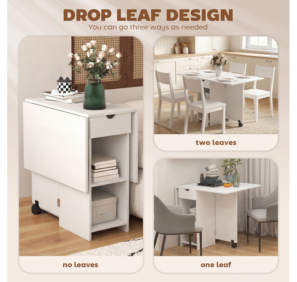 Image 942144_ALTMORE4.jpg, Product 942-144 / Price $139.99, HOMCOM Foldable Dining Table, Drop Leaf Table with Storage for Kitchen from HOMCOM on TSC.ca's Home & Garden department