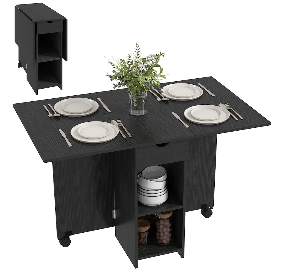 Image 942144_ST02.jpg, Product 942-144 / Price $139.99, HOMCOM Foldable Dining Table, Drop Leaf Table with Storage for Kitchen from HOMCOM on TSC.ca's Home & Garden department