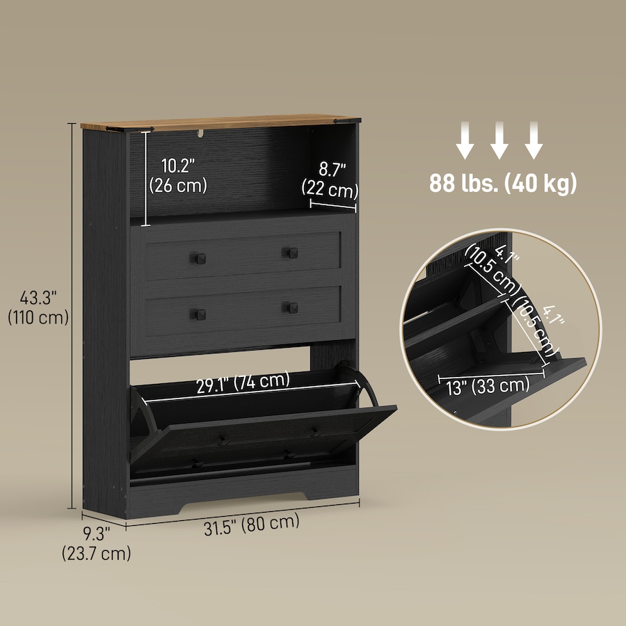 Image 942151_ALTMORE11.jpg, Product 942-151 / Price $129.99 - $134.99, Shoe Cabinet with 2 Flip Drawers, Narrow Shoe Cabinet from HOMCOM on TSC.ca's Home & Garden department