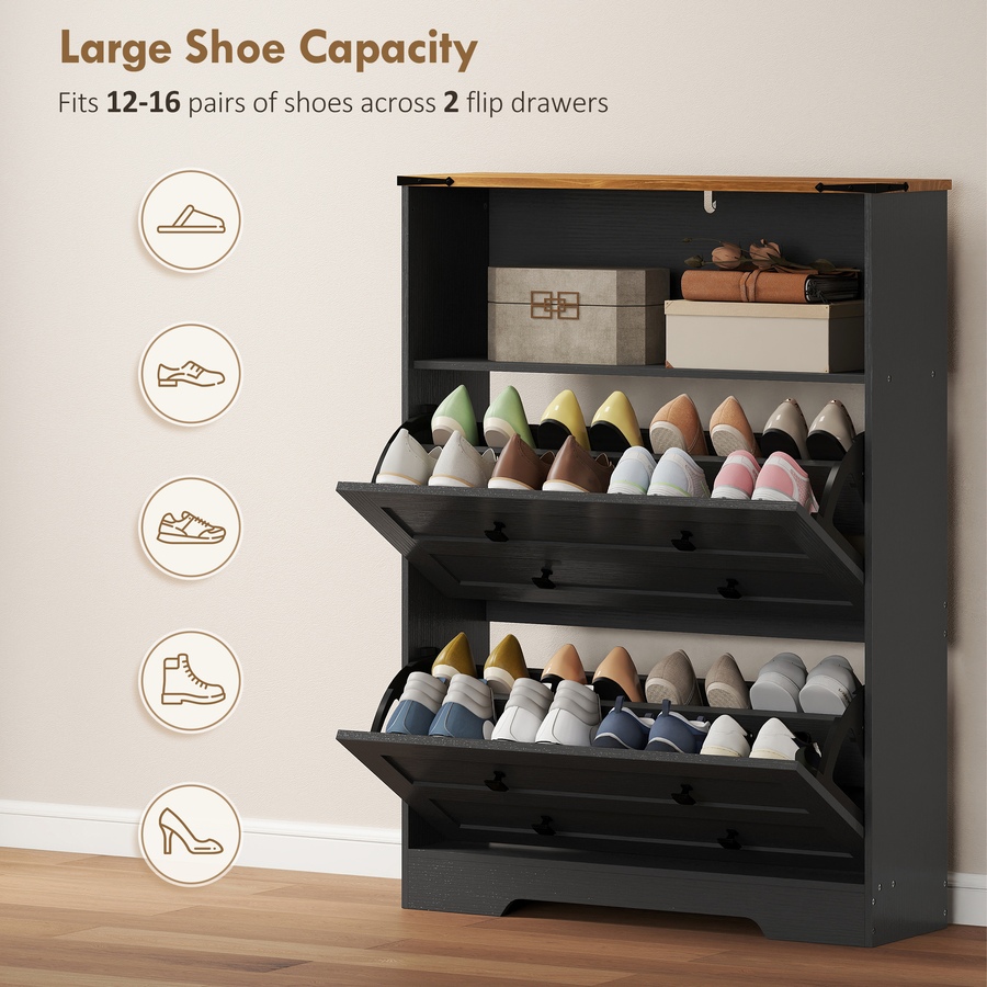 Image 942151_ALTMORE13.jpg, Product 942-151 / Price $129.99 - $134.99, Shoe Cabinet with 2 Flip Drawers, Narrow Shoe Cabinet from HOMCOM on TSC.ca's Home & Garden department