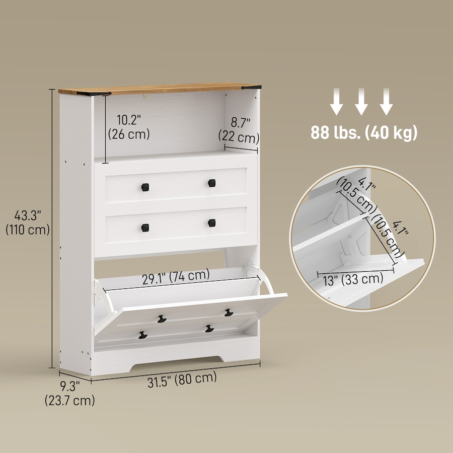 Image 942151_ALTMORE2.jpg, Product 942-151 / Price $129.99 - $134.99, Shoe Cabinet with 2 Flip Drawers, Narrow Shoe Cabinet from HOMCOM on TSC.ca's Home & Garden department