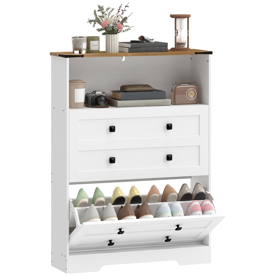 Image 942151_ST01.jpg, Product 942-151 / Price $129.99 - $134.99, Shoe Cabinet with 2 Flip Drawers, Narrow Shoe Cabinet from HOMCOM on TSC.ca's Home & Garden department