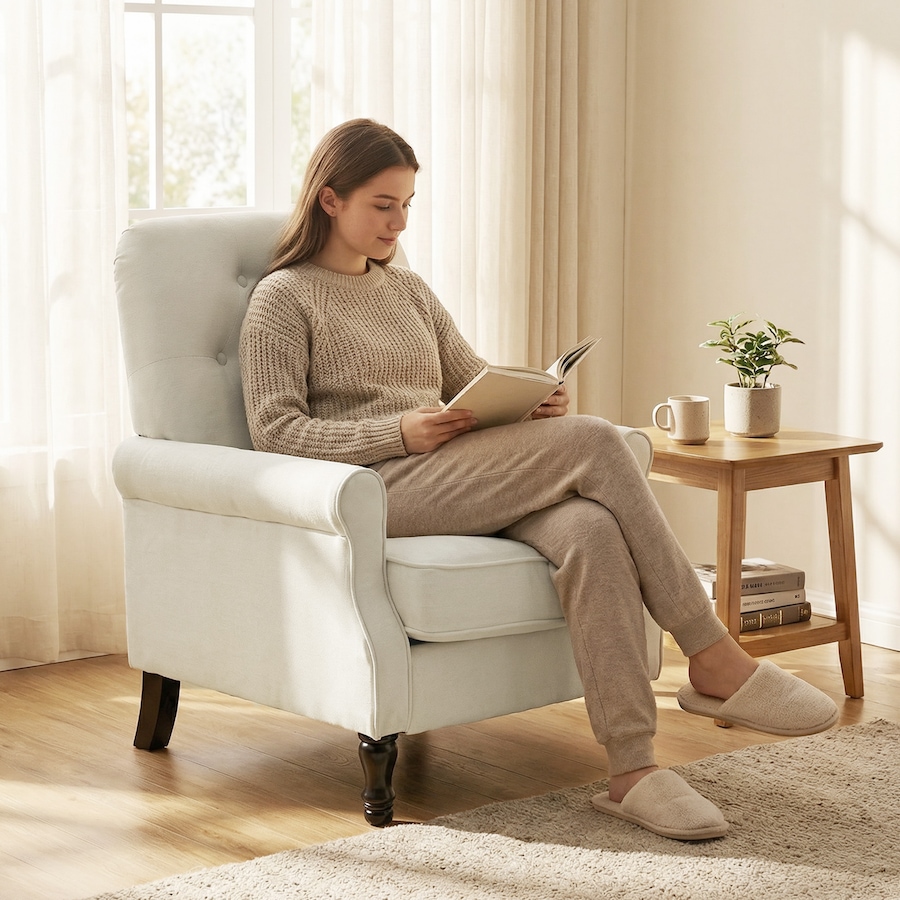Image 942159_ALTMORE6.jpg, Product 942-159 / Price $214.99 - $219.99, HOMCOM Accent Chair, Mid-Century Modern Armchair with Thick Seat from HOMCOM on TSC.ca's Home & Garden department