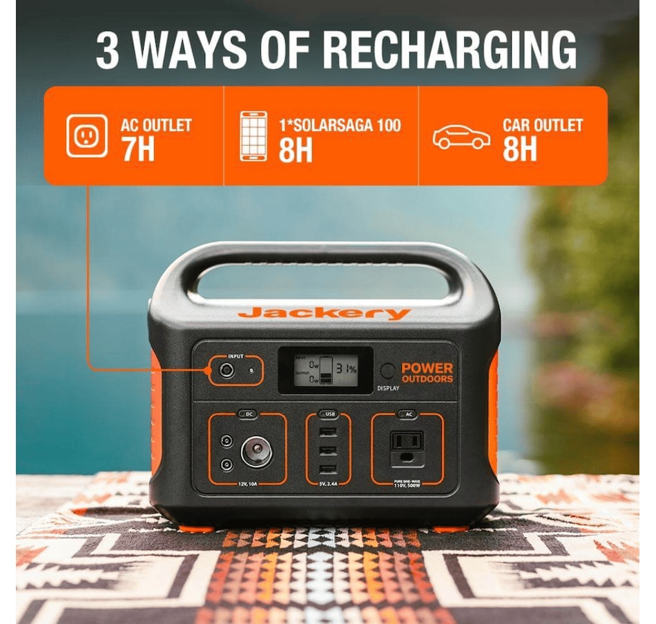 Image 945852_ALTMORE4.png, Product 945-852 / Price $699.99, Jackery Portable Power Station Explorer 550, 550 Wh Lithium-ion Battery, 500W Output, Solar Generator for Outdoors Camping Travel from Jackery on TSC.ca's Electronics department