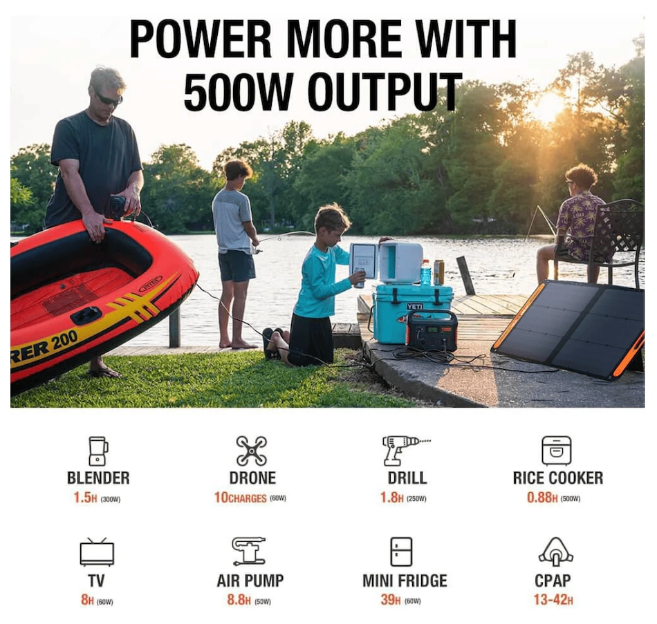 Image 945852_ALTMORE5.png, Product 945-852 / Price $699.99, Jackery Portable Power Station Explorer 550, 550 Wh Lithium-ion Battery, 500W Output, Solar Generator for Outdoors Camping Travel from Jackery on TSC.ca's Electronics department