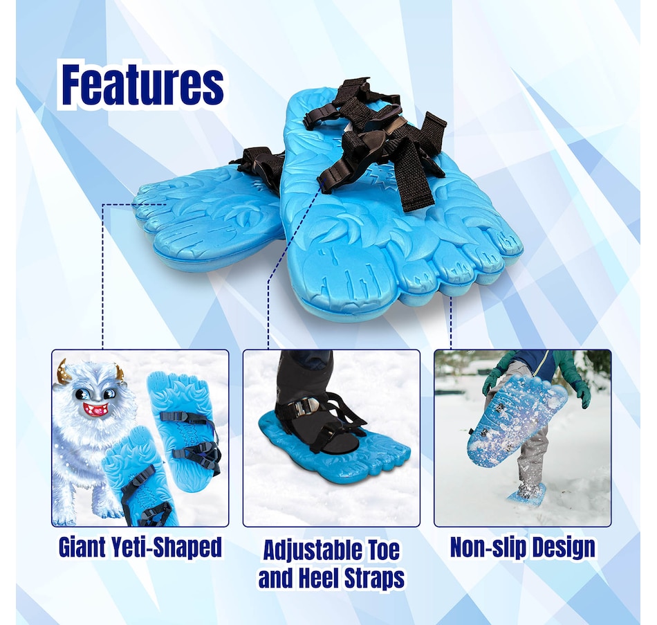 Image 945874_ALTMORE2.jpg, Product 945-874 / Price $54.99, Wham-O Snowshoes, Giant Yeti Shaped Snow Shoes, Adjustable Animal Foot Print for Child Youth Kids Ages 5+ - Blue from Wham-O on TSC.ca's Health & Fitness department