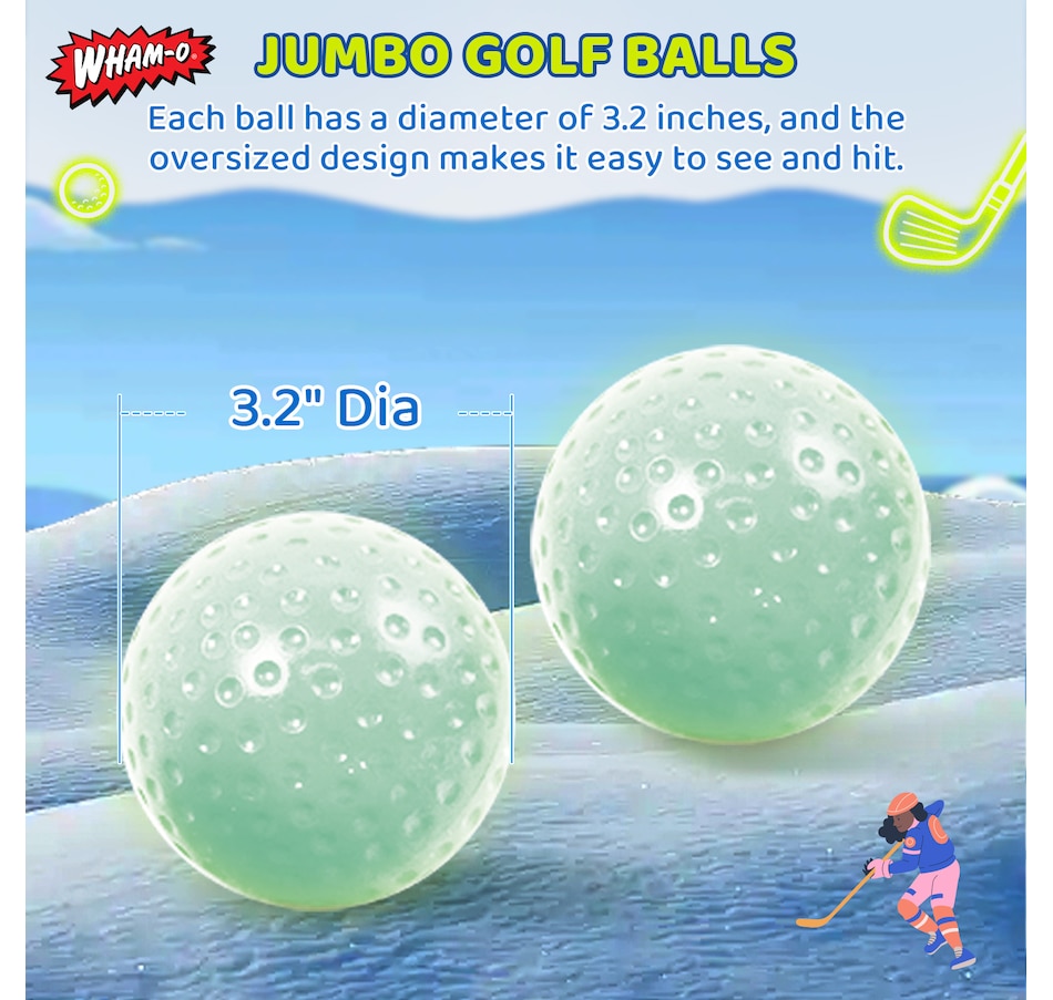 Image 945883_ALTMORE2.jpg, Product 945-883 / Price $55.99, Wham-O Glow In The Dark Jumbo Snow Golf Kit - Outdoor Winter Snow Golf Game Set - Fun Winter Activity for Ages 5+ from Wham-O on TSC.ca's Health & Fitness department