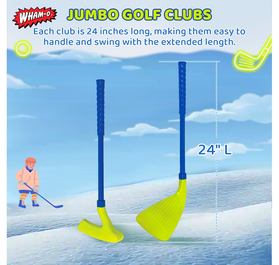 Image 945883_ALTMORE3.jpg, Product 945-883 / Price $55.99, Wham-O Glow In The Dark Jumbo Snow Golf Kit - Outdoor Winter Snow Golf Game Set - Fun Winter Activity for Ages 5+ from Wham-O on TSC.ca's Health & Fitness department