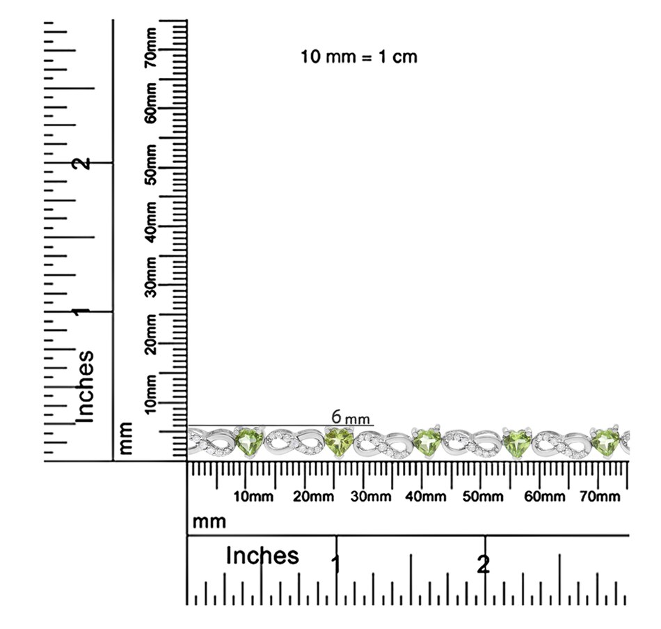 Image 945912_ALTMORE4.jpg, Product 945-912 / Price $1,367.00, .925 Sterling Silver 1.00 Cttw Diamond and 4.00mm Lab Created Green Heart-Shaped Peridot Infinity Link Bracelet (I-J Color, I2-I3 Clarity) - 7.25" from Haus of Brilliance on TSC.ca's Jewellery department