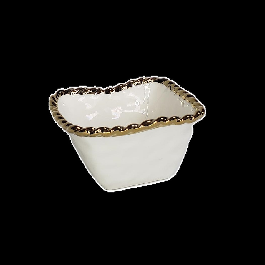 Image 945974_ALTMORE2.jpg, Product 945-974 / Price $24.00, Simplicity Collection Ceramic White Square Bowl Gold Accent Rope Rim 4.75 inch from Jiallo on TSC.ca's Kitchen department