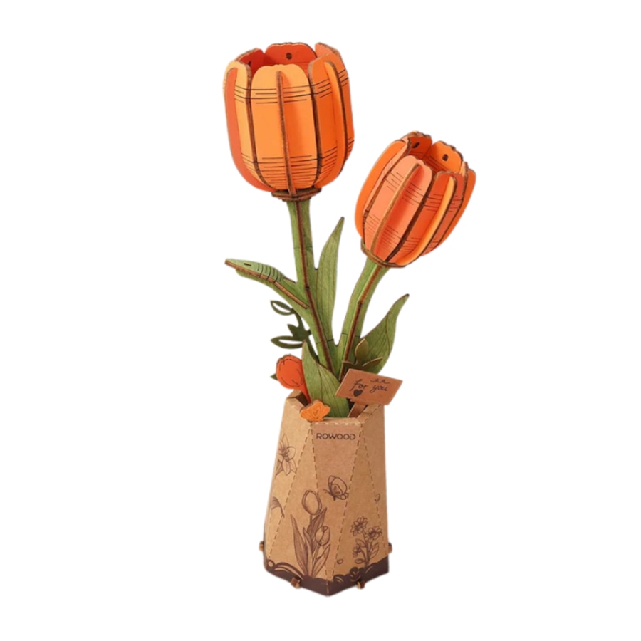 Image 946104.png, Product 946-104 / Price $12.97, 3D Wooden Puzzle DIY Wooden Orange Tulip from Tradeopia on TSC.ca's Toys & Hobbies department