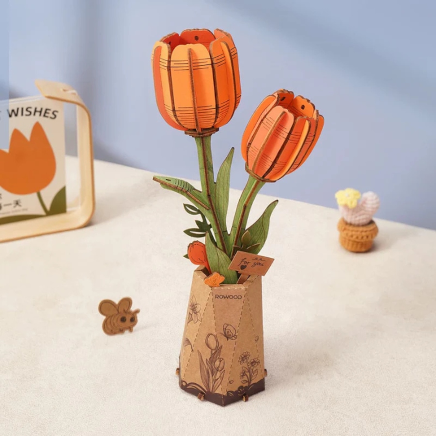 Image 946104_ALTMORE1.png, Product 946-104 / Price $12.97, 3D Wooden Puzzle DIY Wooden Orange Tulip from Tradeopia on TSC.ca's Toys & Hobbies department