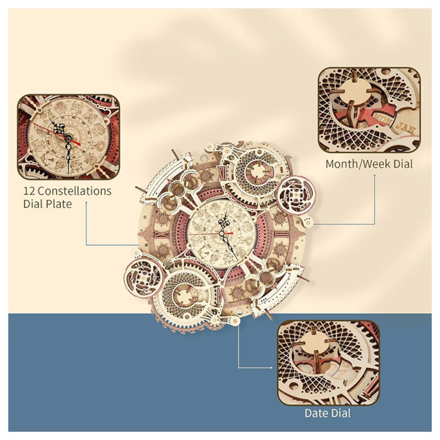 Image 946150_ALTMORE3.jpg, Product 946-150 / Price $59.97, 3D Wooden Puzzle Zodiac Wall Clock from Tradeopia on TSC.ca's Toys & Hobbies department