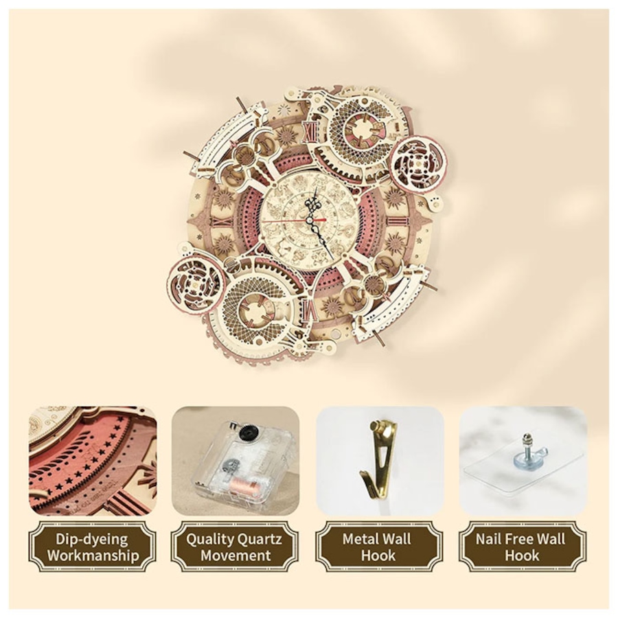 Image 946150_ALTMORE4.jpg, Product 946-150 / Price $59.97, 3D Wooden Puzzle Zodiac Wall Clock from Tradeopia on TSC.ca's Toys & Hobbies department