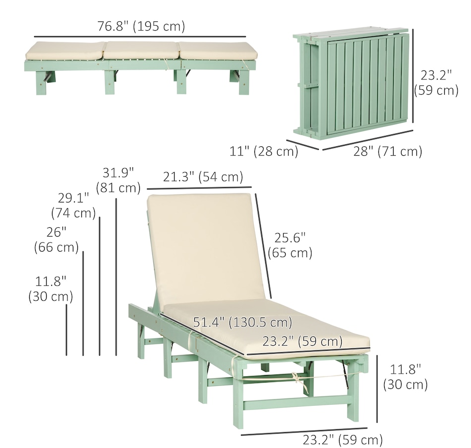Image 946614_ALTMORE2.jpg, Product 946-614 / Price $79.99 - $84.99, Outsunny Wooden Folding Chaise Lounge from Outsunny on TSC.ca's Home & Garden department