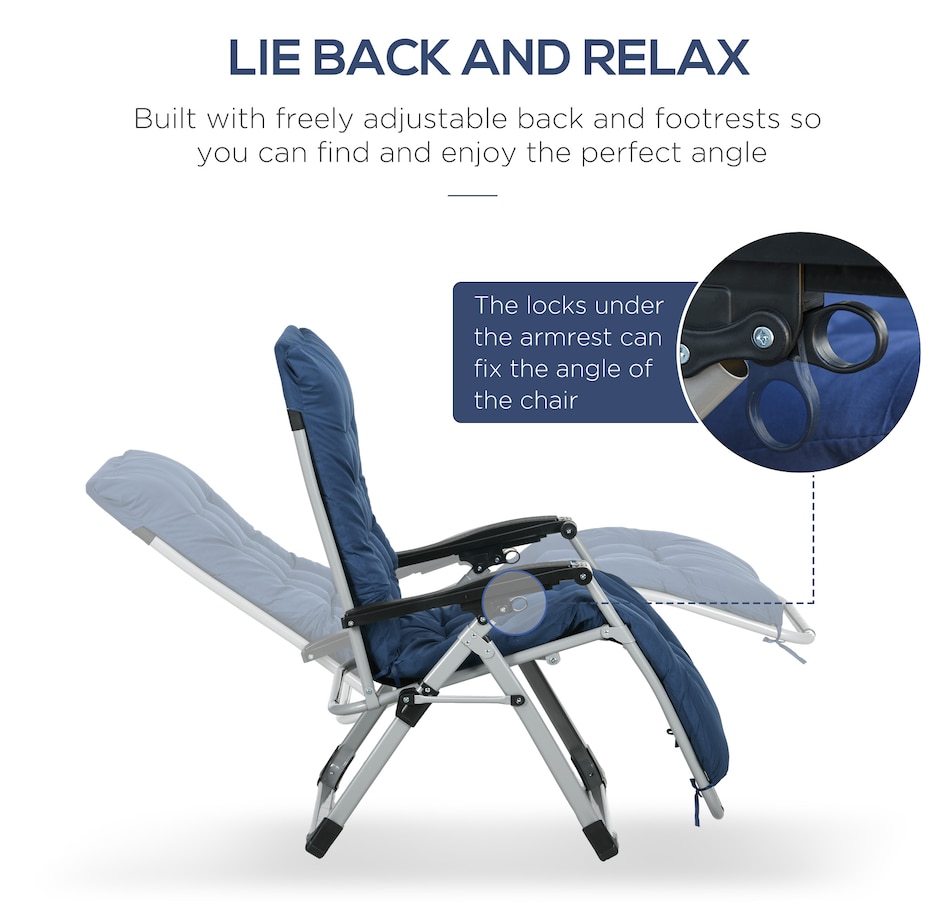 Image 946619_ALTMORE11.jpg, Product 946-619 / Price $164.99 - $174.99, Outsunny Reclining Zero Gravity Chair Folding Sun Lounger Cushion Headrest from Outsunny on TSC.ca's Home & Garden department