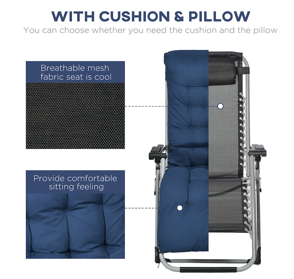 Image 946619_ALTMORE13.jpg, Product 946-619 / Price $164.99 - $174.99, Outsunny Reclining Zero Gravity Chair Folding Sun Lounger Cushion Headrest from Outsunny on TSC.ca's Home & Garden department